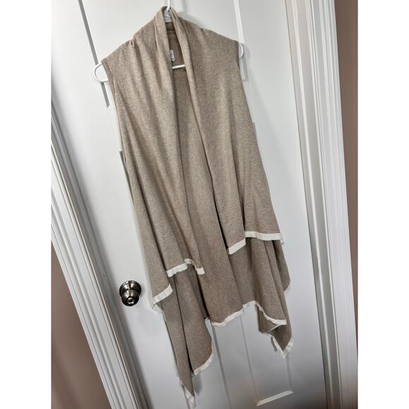 Zestt Organic Cotton Sleeveless Knit Duster Open Cardigan Beige White One‎ Size - Picture 2 of 10